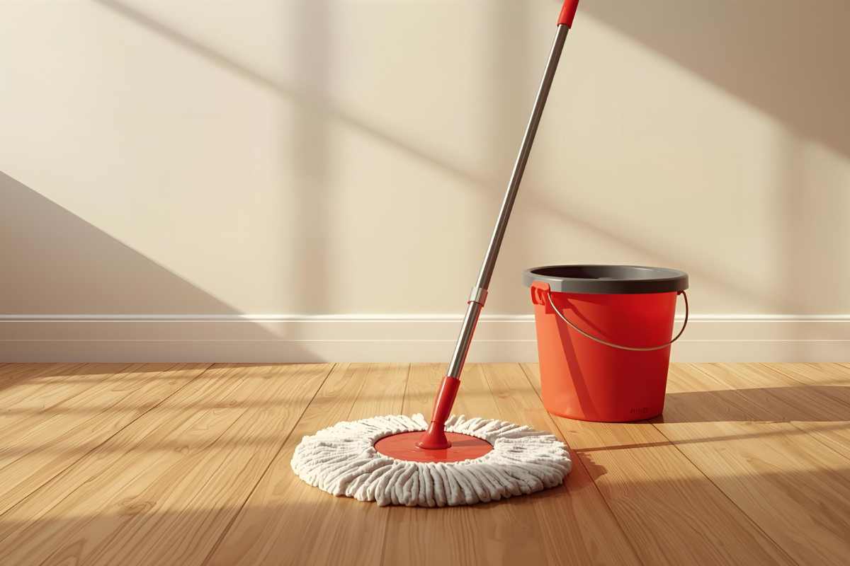 lavare pavimento in legno col mocio