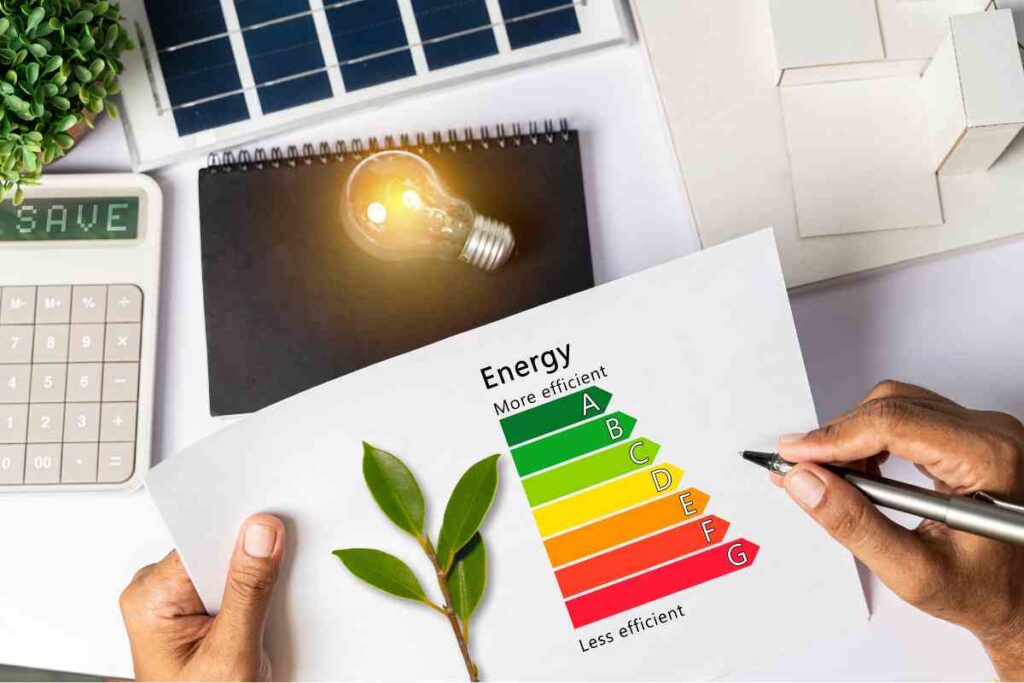 foglio con gradi di efficienza energetica